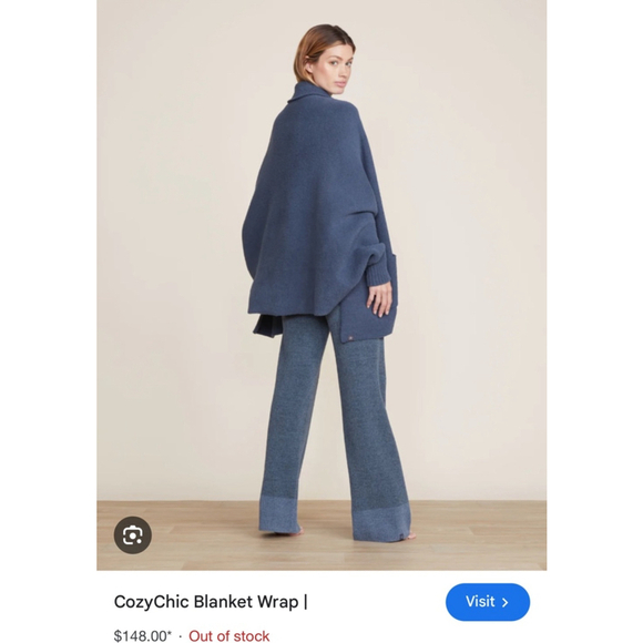 NWT Women's Barefoot Dreams Blanket Wrap One Size Smokey Blue - Picture 2 of 7